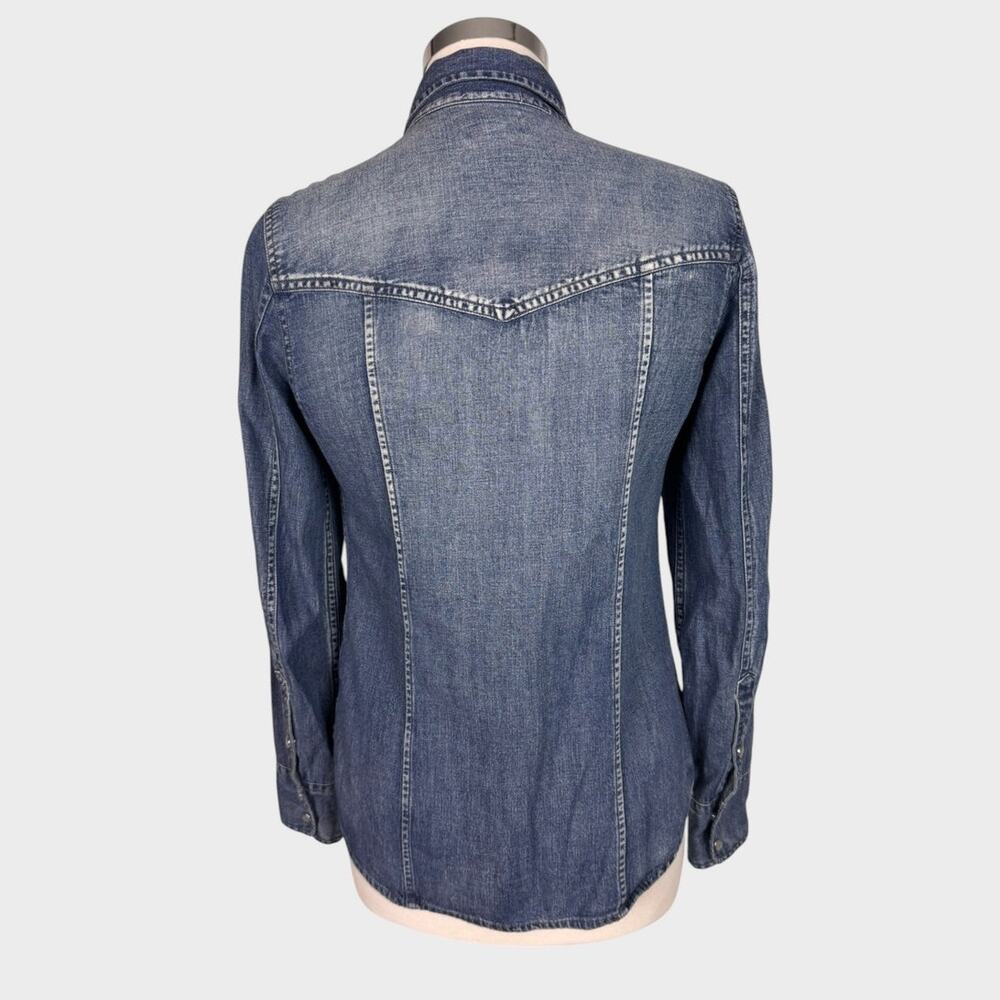 J. Crew Womens Size 2 Snap Front Blue Chambray Shirt 100% Cotton - Picture 4 of 8
